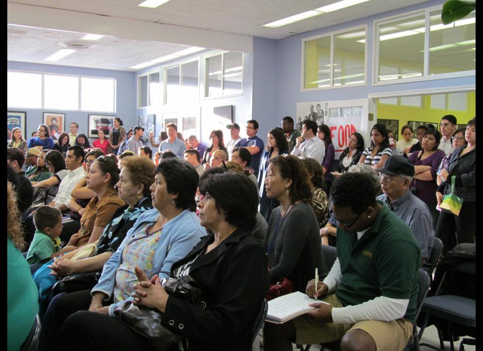 Over one hundred people gathered for the launch of "Undocumented and Unafraid: Tam Tran, Cinthya Felix, and the Immigrant Youth Movement" at the UCLA Downtown Labor Center on Monday, June 4, 2012. Among those present were the Tran and Felix families.