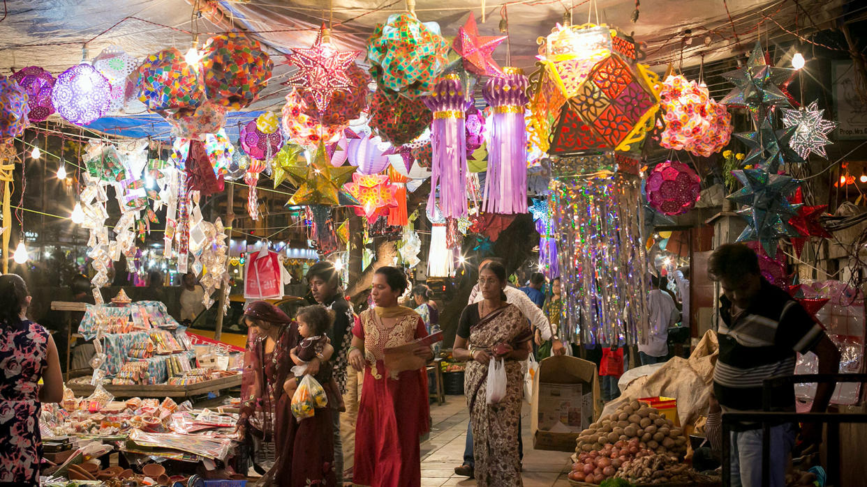 shopping for decorations for Diwali