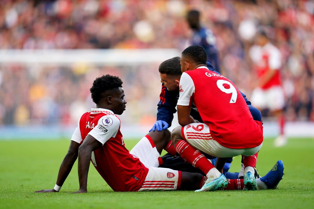 Bukayo Saka sustained an injury in Arsenal’s win against Nottingham Forest (John Walton/PA) (PA Wire)