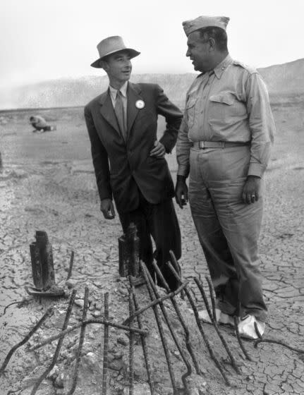 J. Robert Oppenheimer and Gen. Leslie Groves