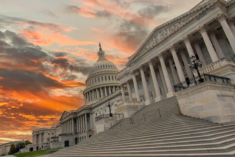 The U.S. Capitol building in Washington is shown during a quiet sunrise. With twice-impeached former President Donald Trump now facing 91 felony charges and an impeachment inquiry being sought against current President Joe Biden, things may not stay calm for long as the country heads toward the 2024 election.