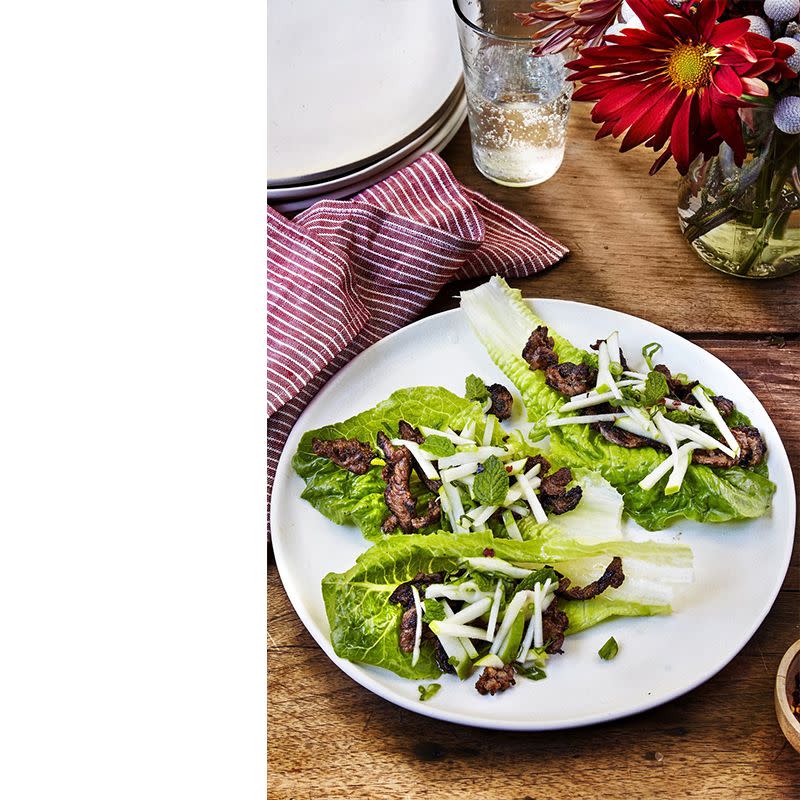 Korean-Style Beef and Apple Lettuce Cups