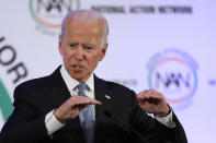 Former Vice President Joe Biden, speaks during a breakfast gathering commemorating the Martin Luther King Day in Washington, Monday, Jan. 21, 2019. (AP Photo/Manuel Balce Ceneta)