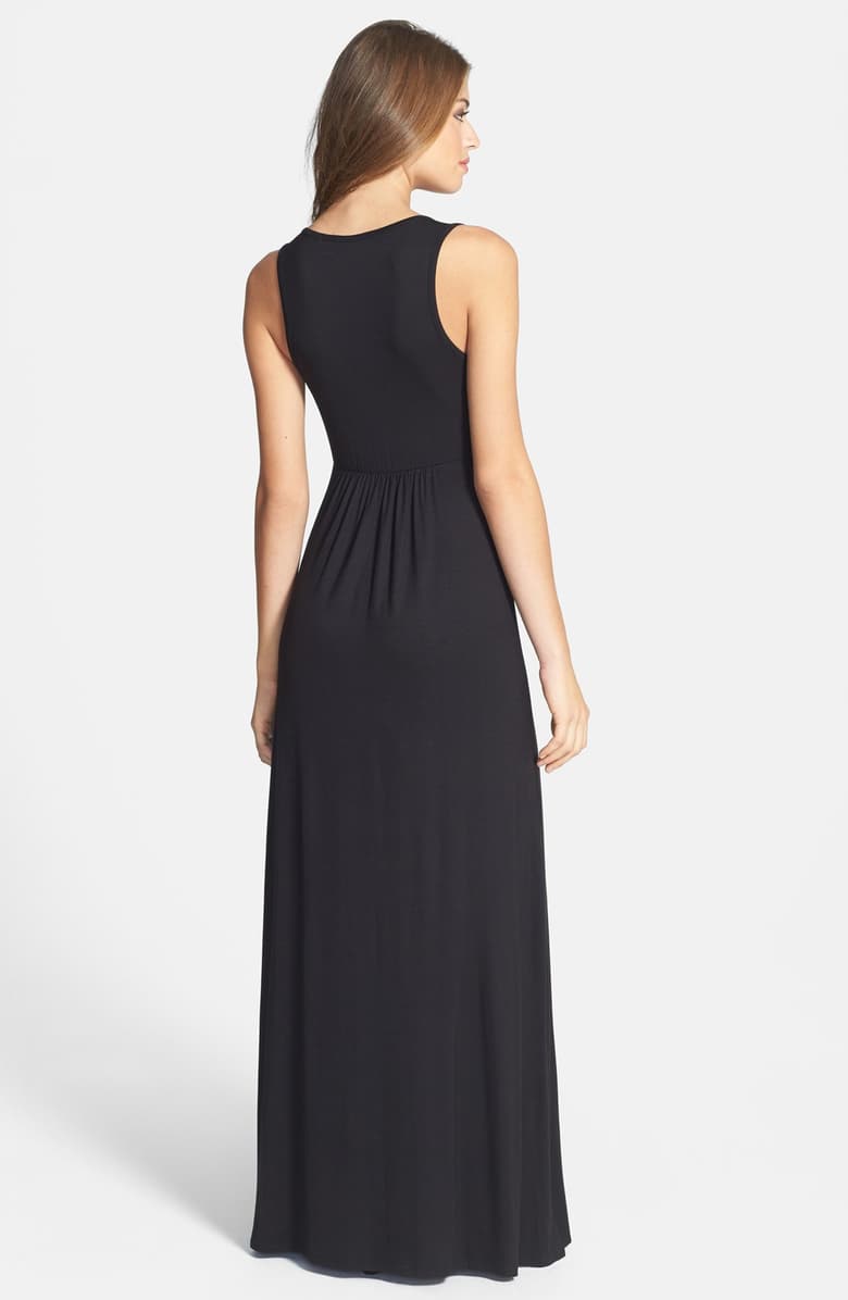 Loveappella V-neck Jersey Maxi Dress in black