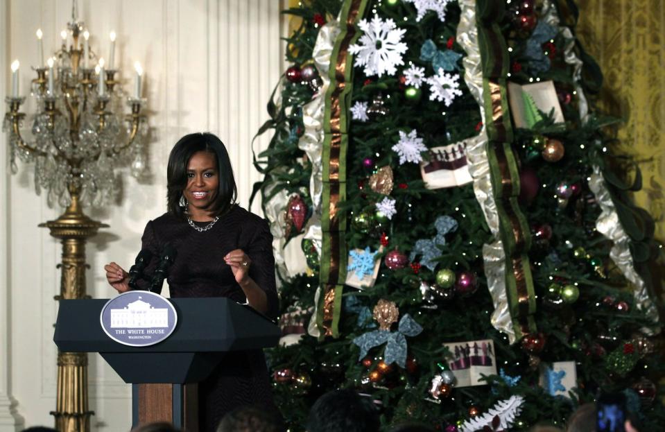 <p>In 2014, Michelle Obama decorated the White House as "A Children's Winter Wonderland" and invited military families to be the first to tour the installations. </p>