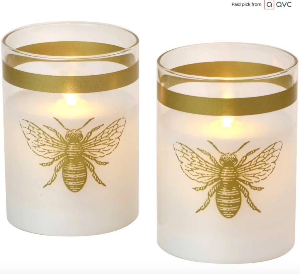 These LED candles will be the perfect present for the forgetful friend since they won't have to worry about putting out the flames. The two candles are battery-operated and actually flick light, making them look real. And bee patterns are having a bit of a <a href="https://fave.co/31sf5kZ" target="_blank" rel="noopener noreferrer">moment right now</a>, too. <a href="qvc.uikc.net/AdQb1" target="_blank" rel="noopener noreferrer">Find it for $22 at QVC</a>.