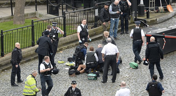 The attacker was killed by police outside Parliament. Photo: AAP