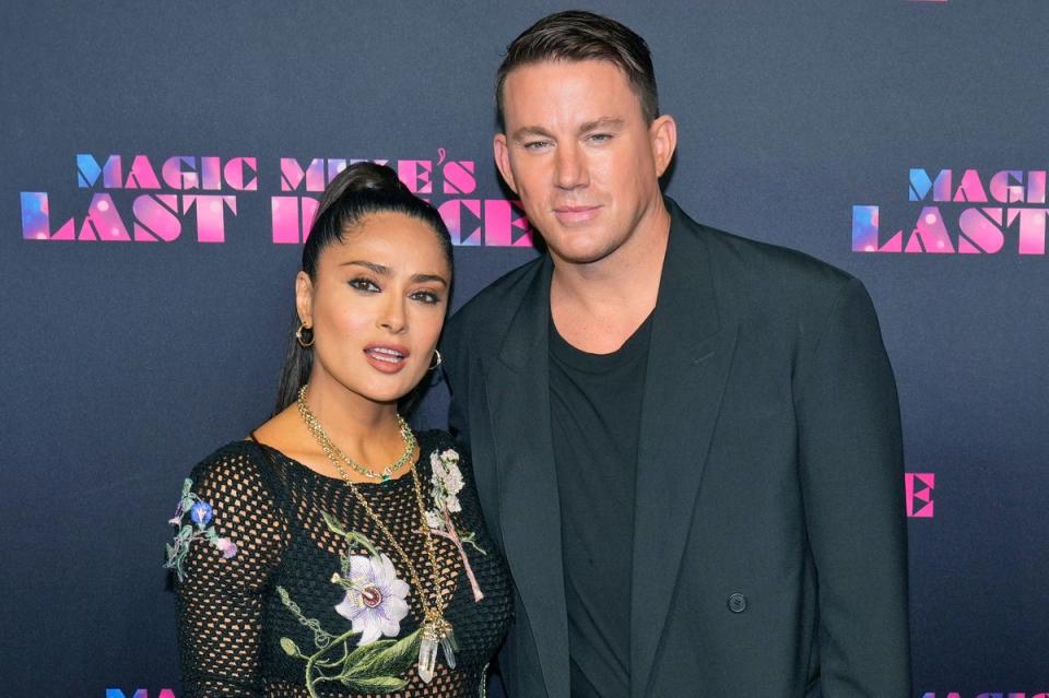 Hayek pictured with Tatum at the premiere of the movie in Miami last month (AP)