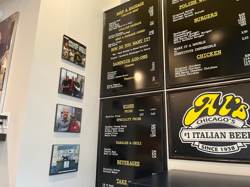 big al's menu on wall