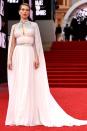 <p>Lea Seydoux, who reprises her role in the latest Bond instalment, wore a custom Louis Vuitton gown with a sparkling chiffon cape. </p>