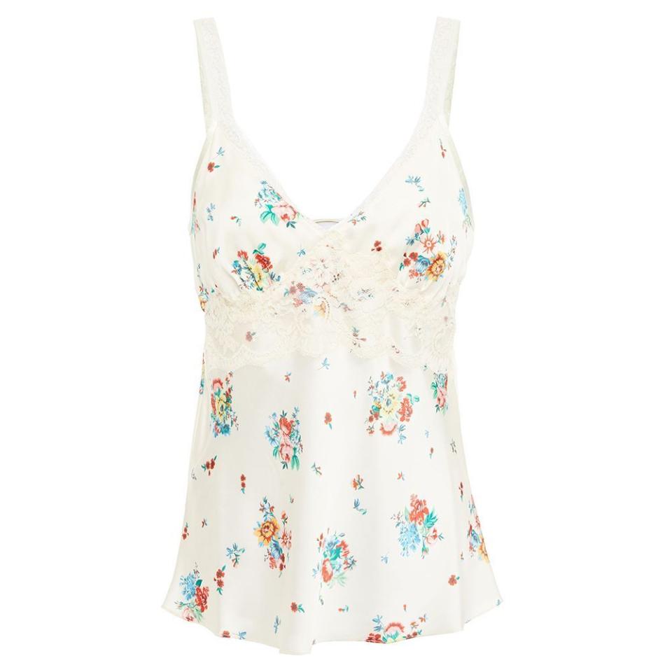22) Lace-Trimmed Floral-Print Satin Camisole