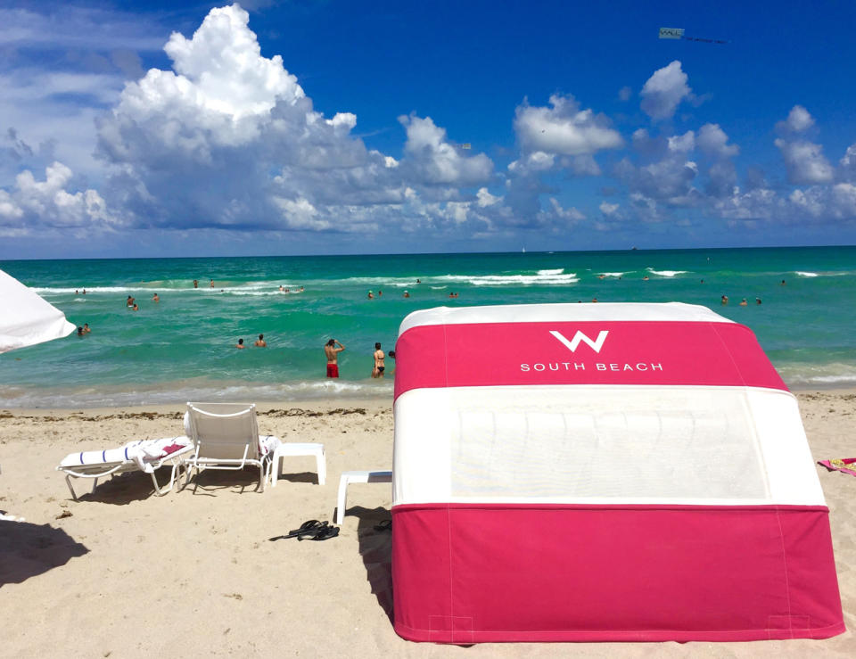 <p>Miami Swim Week's home base is the <a rel="nofollow noopener" href="http://www.wsouthbeach.com" target="_blank" data-ylk="slk:W Hotel;elm:context_link;itc:0;sec:content-canvas" class="link ">W Hotel</a> at South Beach. It couldn't be more perfect... especially when you get to walk by this view everyday!</p>