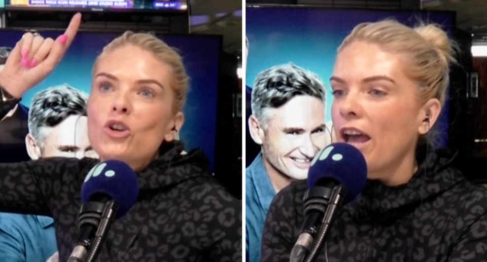 Erin Molan speaking on the radio.