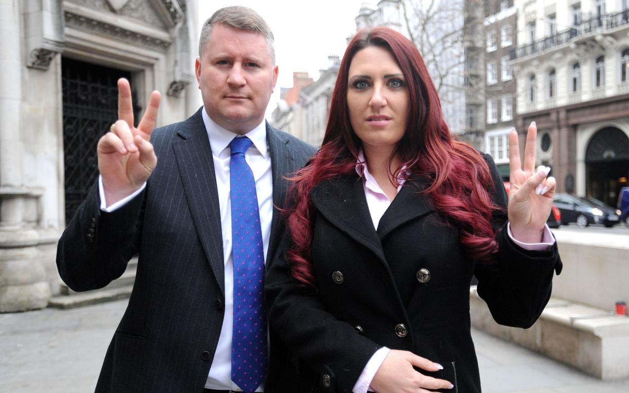 Jayda Fransen, right, and Britain First leader Paul Golding, were banned - PA
