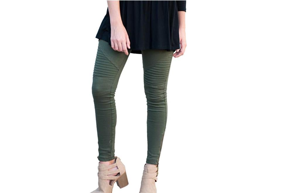 Tickled Teal Women's Moto Jegging. (Photo: Amazon)