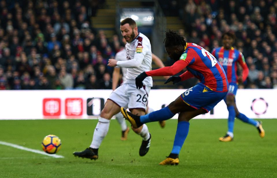 Crystal Palace’s Bakary Sako scores the winner against Burnley