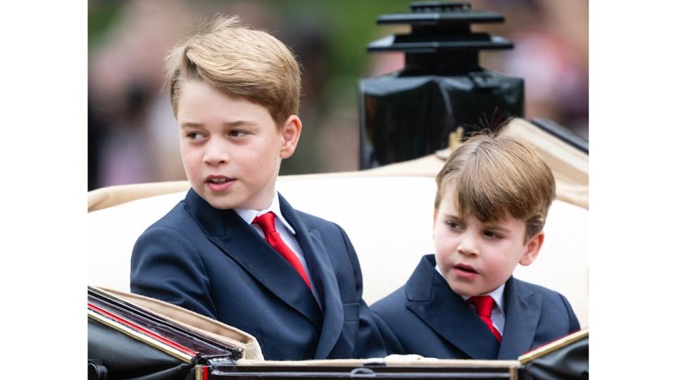 George and Louis in carriage at Trooping The Colour 2023