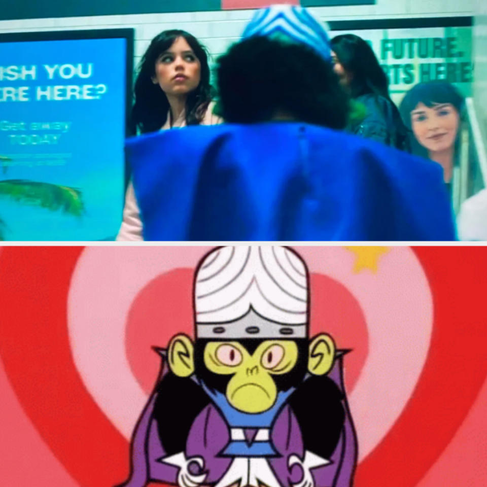 Jenna Ortega in "Scream VI;" Mojo Jojo from "The Powerpuff Girls"