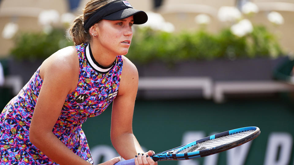 Sofia Kenin, pictured here in action against Maria Sakkari at the French Open.