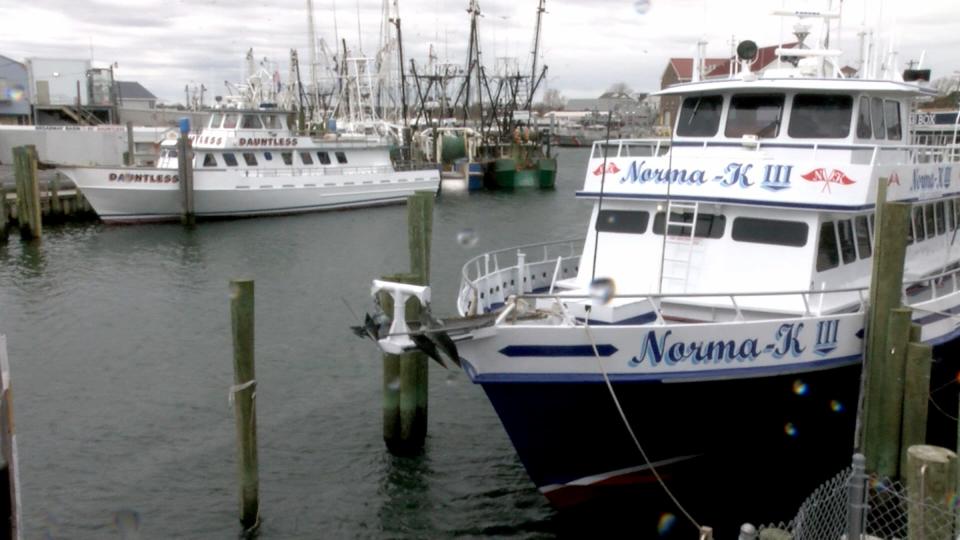 Party and commercial fishing boats sit idle at their docks in Point Pleasant Beach Friday, April 3, 2020.