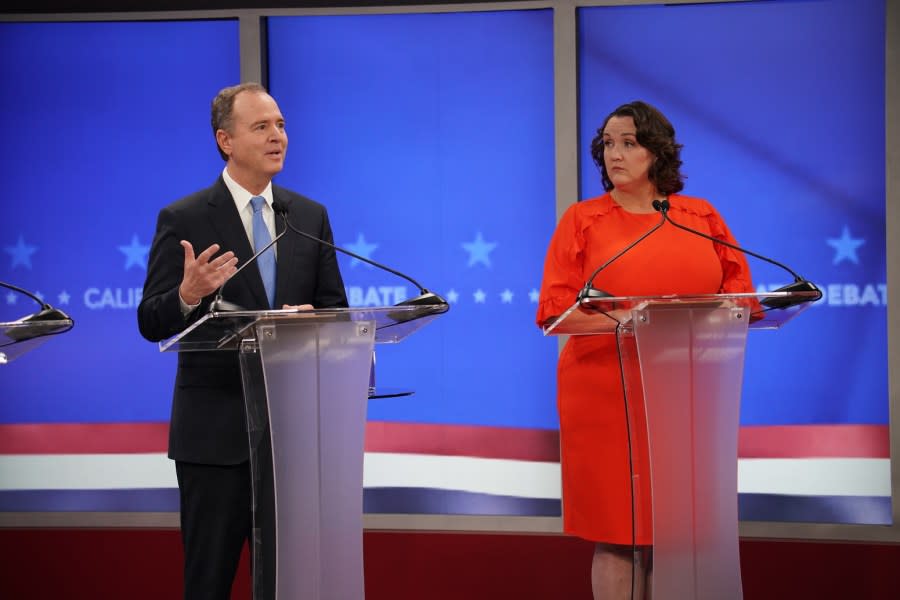 Rep. Adam Schiff answers a question during a California Senate debate hosted at KRON-TV studios in San Francisco on Feb. 12, 2024. / Photo: Nexstar Media Group