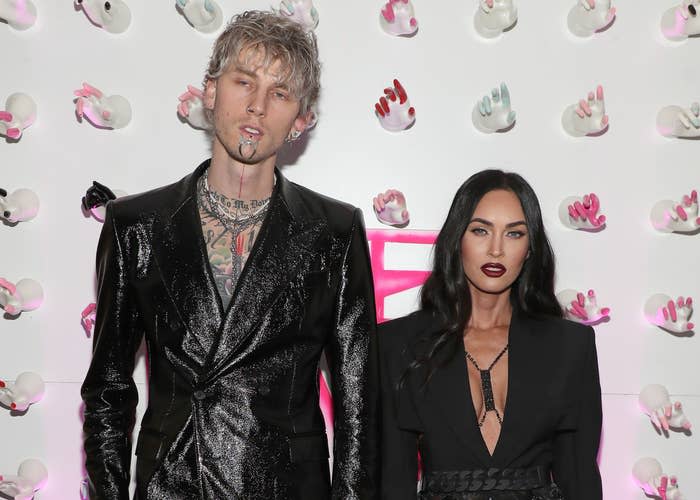 A closeup of Machine Gun Kelly and Megan