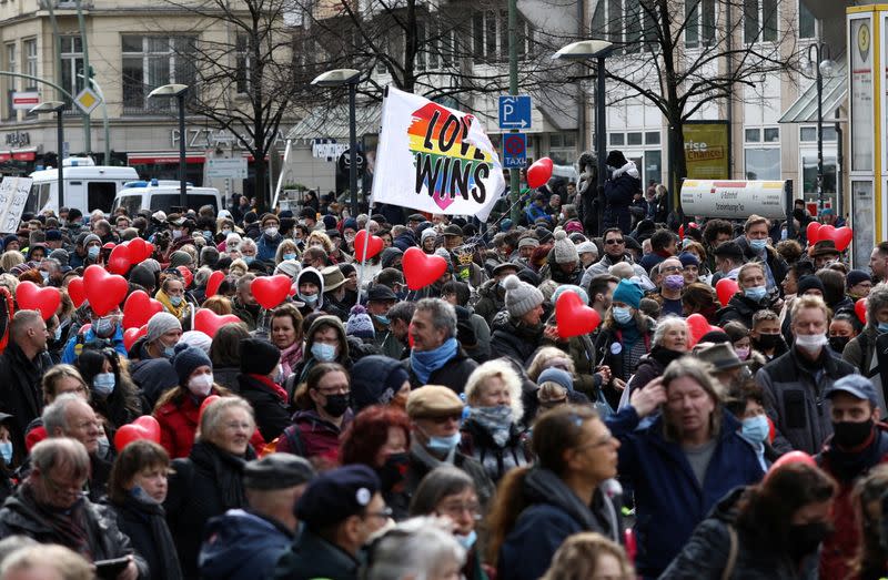 Rally against the government's restrictions following the coronavirus disease (COVID-19) outbreak in Berlin