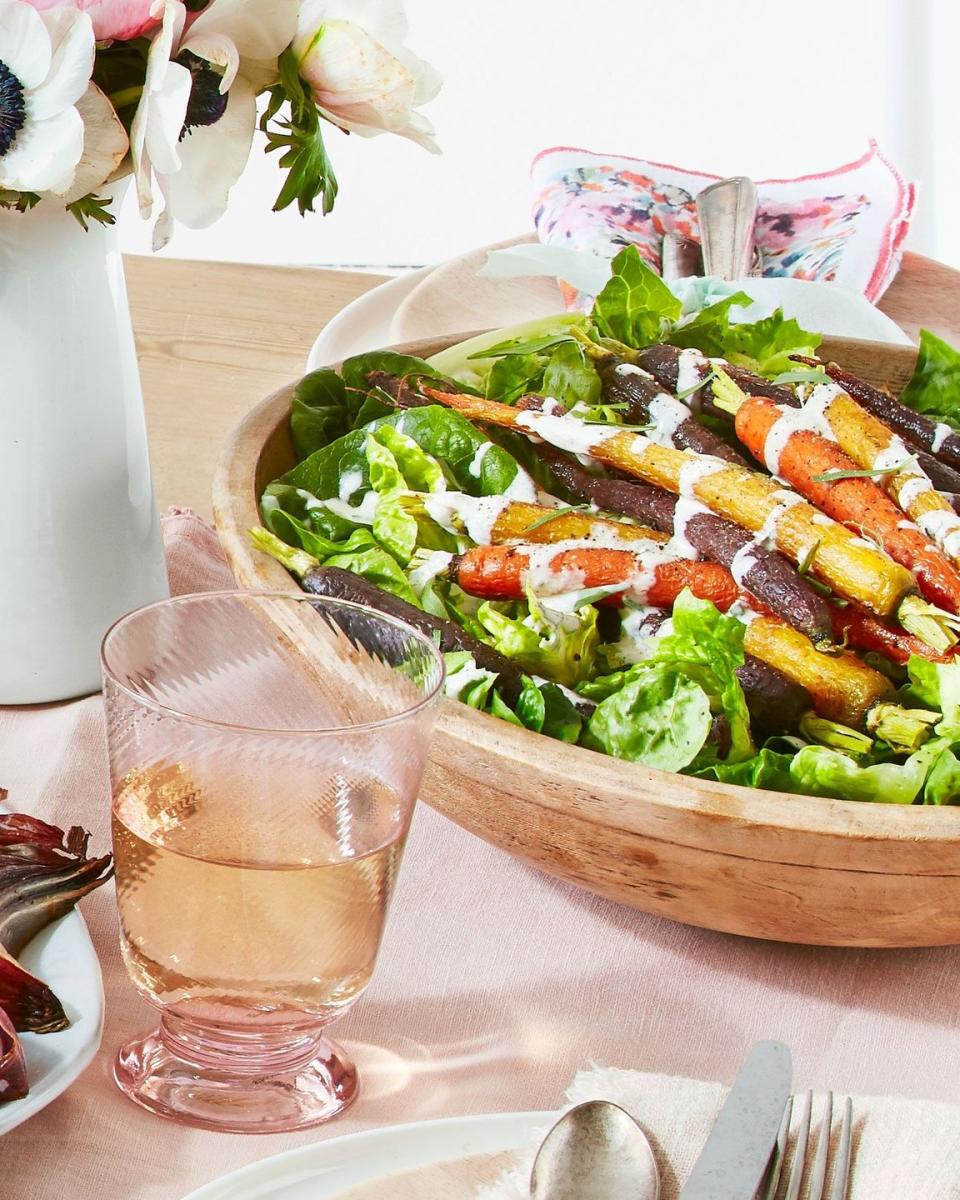 Green Salad With Roasted Carrots and Creamy Tarragon Dressing