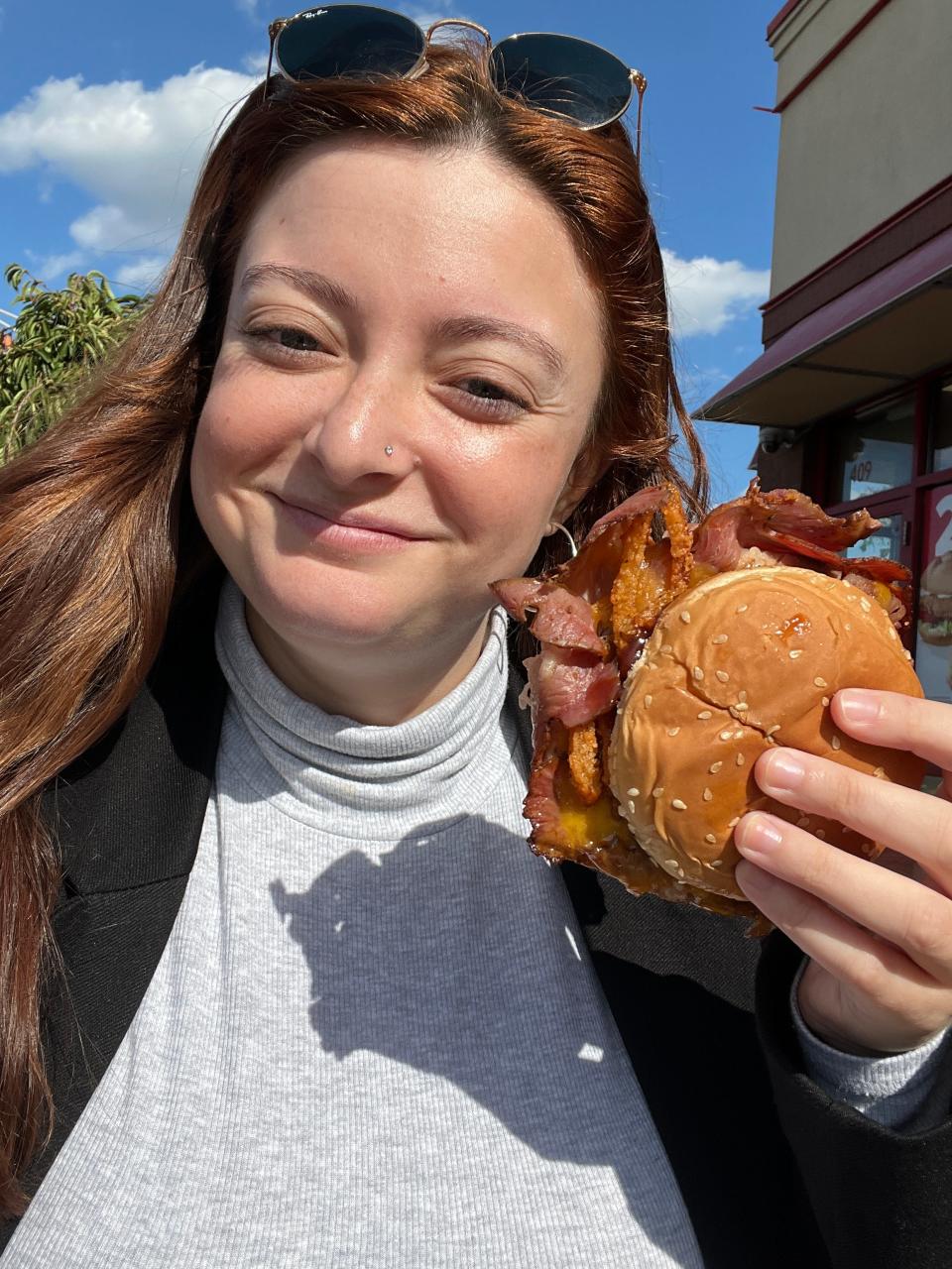 brisket sandwich selfie