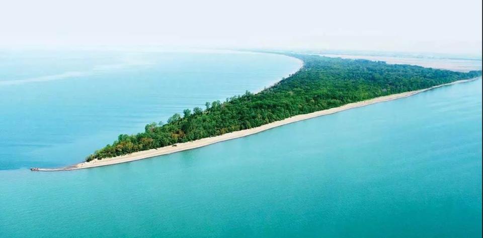 Point Pelee National Park is shown from above in an image from Southwest Ontario Tourism Corporation. (Southwest Ontario Tourism Corporation - image credit)