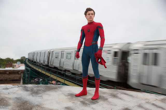 <p>Chuck Zlotnick/Columbia/Kobal/Shutterstock </p> Tom Holland in 'Spider-Man: Homecoming'.