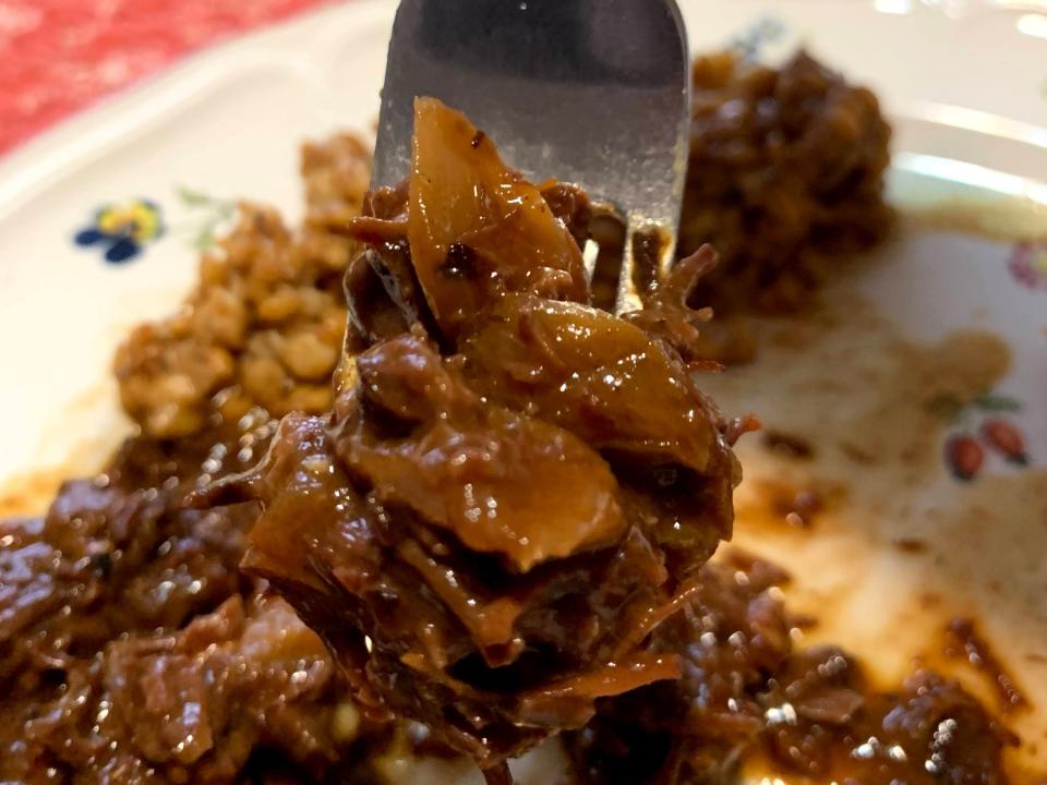 onion chunks in beef bourguignon space food