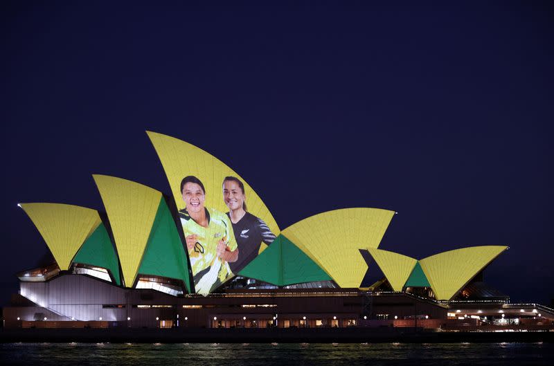 The Sydney Opera House lights up in celebration of Australia and New Zealand's joint bid to host the FIFA Women's World Cup 2023, in Sydney