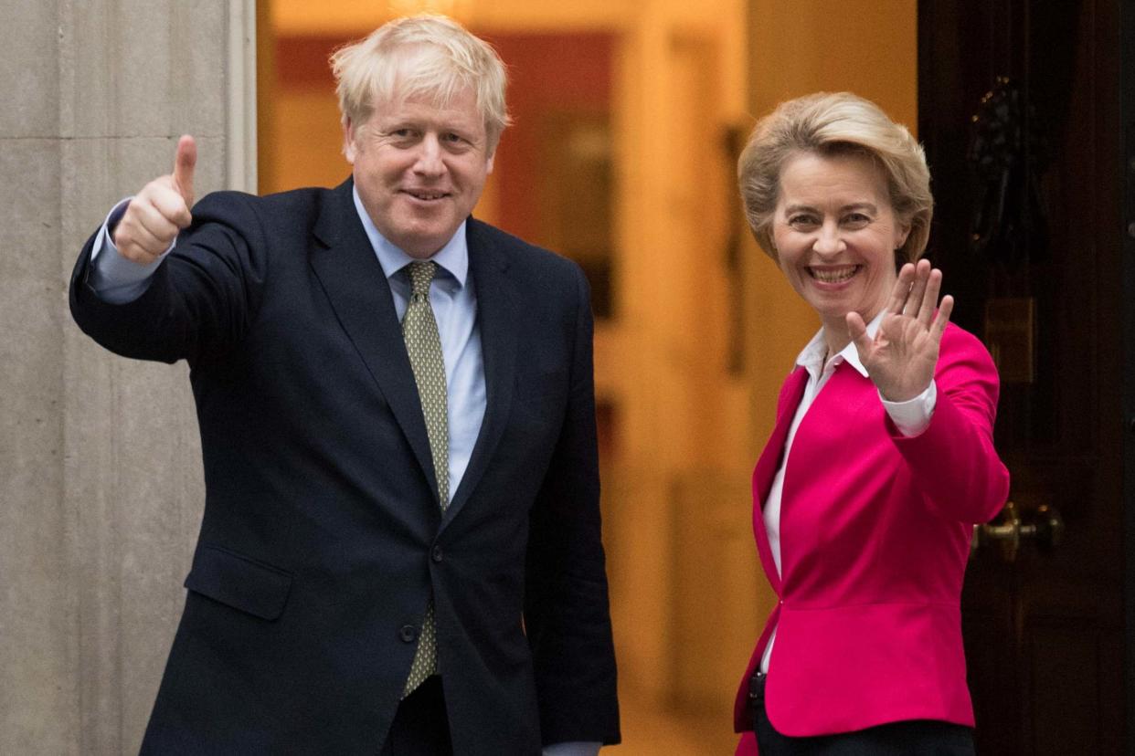 Prime Minister Boris Johnson greets EU Commission president Ursula von der Leyen: PA