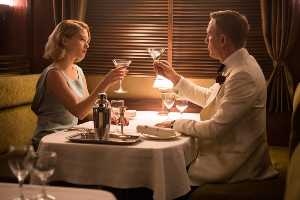 Madeleine Swann (Léa Seydoux) and James Bond (Daniel Craig) share a vodka martini in Spectre. (MGM/Eon/Sony Pictures)