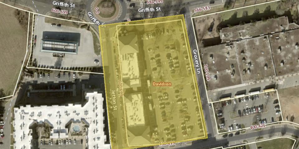 The proposed boundary for a social district at The Circles at 30 in Davidson.