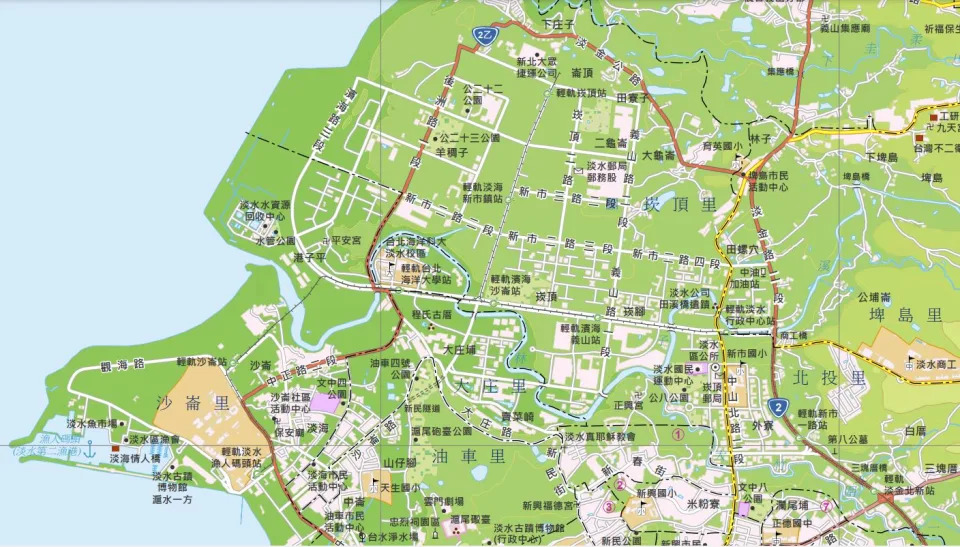 新北市淡水區行政區域圖。（圖取自新北市民政局網站）