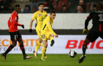 Soccer Football - Coupe de la Ligue - Stade Rennes vs Paris St Germain - Roazhon Park, Rennes, France - January 30, 2018 Paris Saint-Germain’s Giovani Lo Celso scores their third goal REUTERS/Stephane Mahe