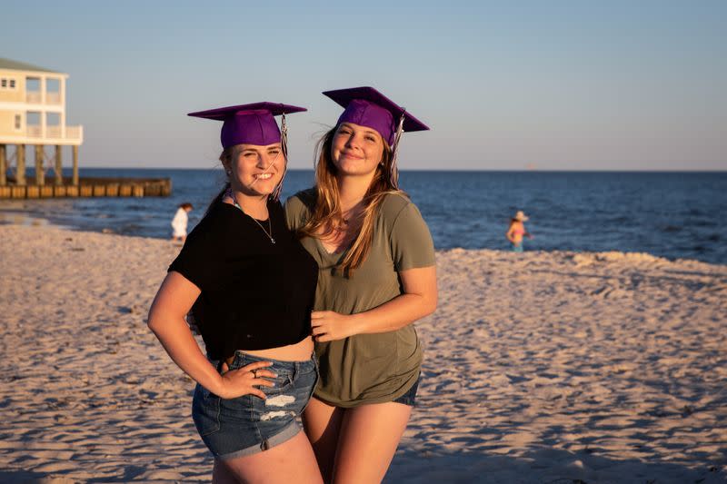 Recent high school graduates Emily and Lexi visit Dauphin Island, Alabama