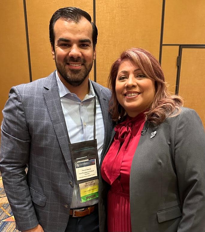 AIANTA Board President Travis Owens and AIANTA CEO Sherry L. Rupert at the 25th Annual American Indigenous Tourism Conference. (photo/AIANTA)
