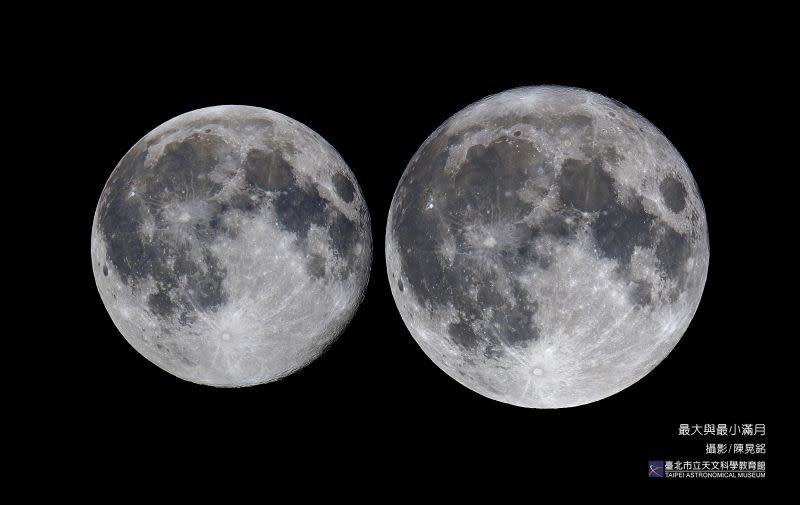 ▲台北市立天文館指出，14日晚間觀賞到的超級月亮，視面積比平常大12%。（圖／翻攝自台北市立天文科學教育館）