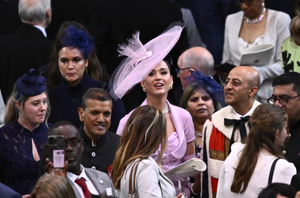 Singer Katy Perry at Westminster Abbey during the coronation of King Charles III in London.