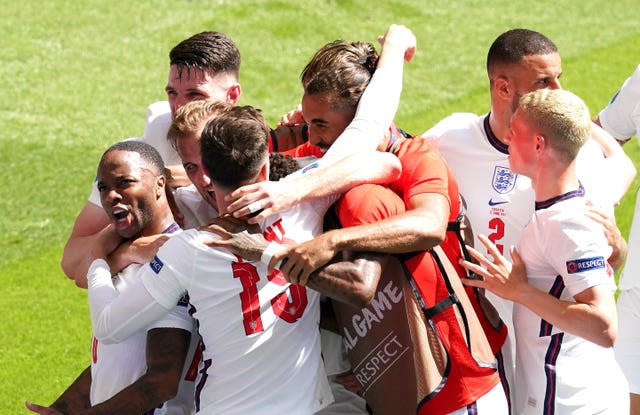 Raheem Sterling and England celebrate