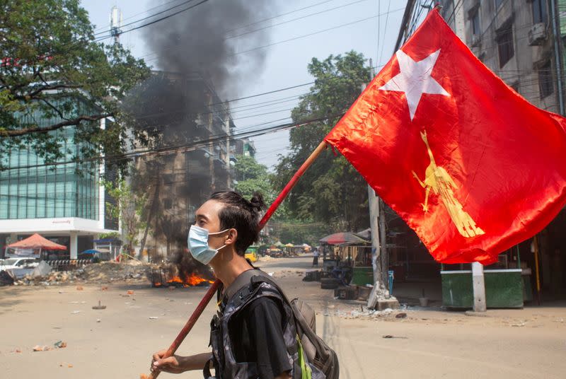 FILE PHOTO: Protest against the military coup, in Yangon