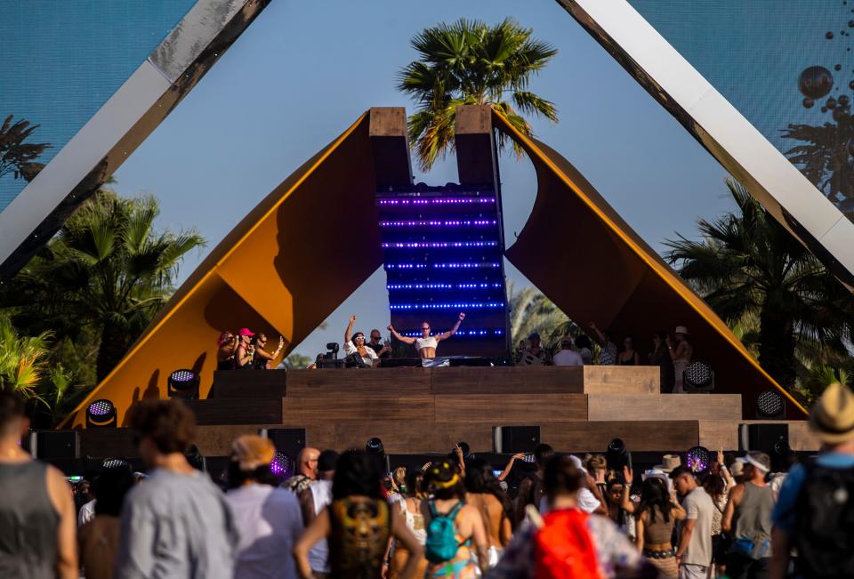 Patrick Mason performs on the Quasar Stage during the Coachella Valley Music and Arts Festival in Indio, Calif., Friday, April 12, 2024.