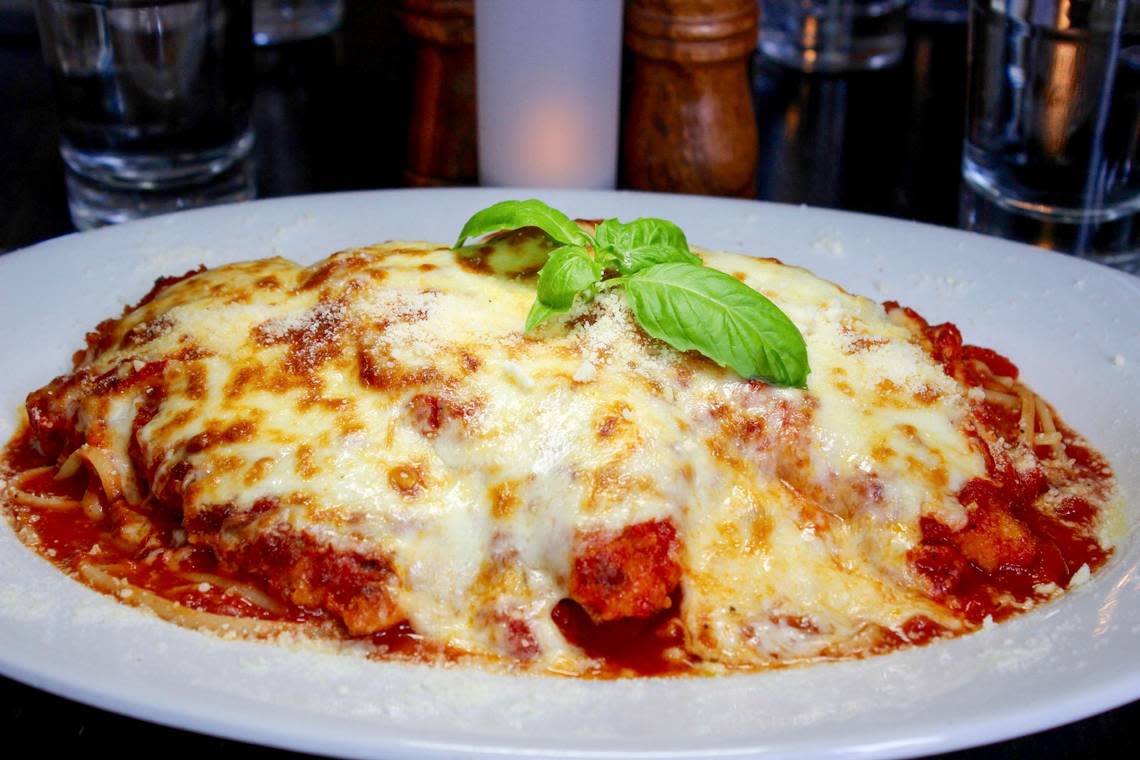 The chicken parm at Crust Italian restaurant in Miami.