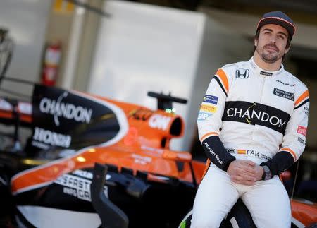 Formula One F1 - Brazilian Grand Prix 2017 - Sao Paulo, Brazil - November 12, 2017 McLaren's Fernando Alonso poses ahead of the Brazilian Grand Prix REUTERS/Ueslei Marcelino