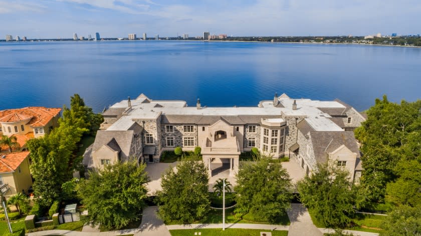 The 22,000-square-foot Florida mansion also includes 9,000 square feet of decks and balconies overlooking Tampa Bay.