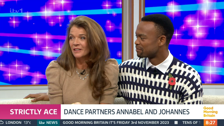 Annabel Croft and Johannes Radebe on Good Morning Britain. (ITV screengrab)