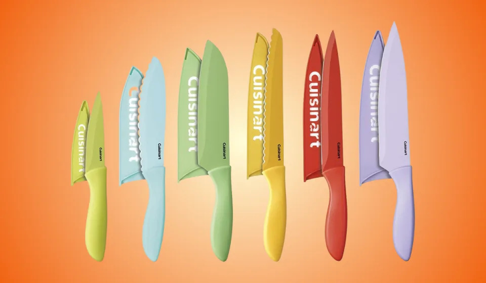 A colorful Cuisinart knife set.